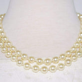 FBT - Double Strands Elegant Cream Pearl Necklace - FashionByTeresa